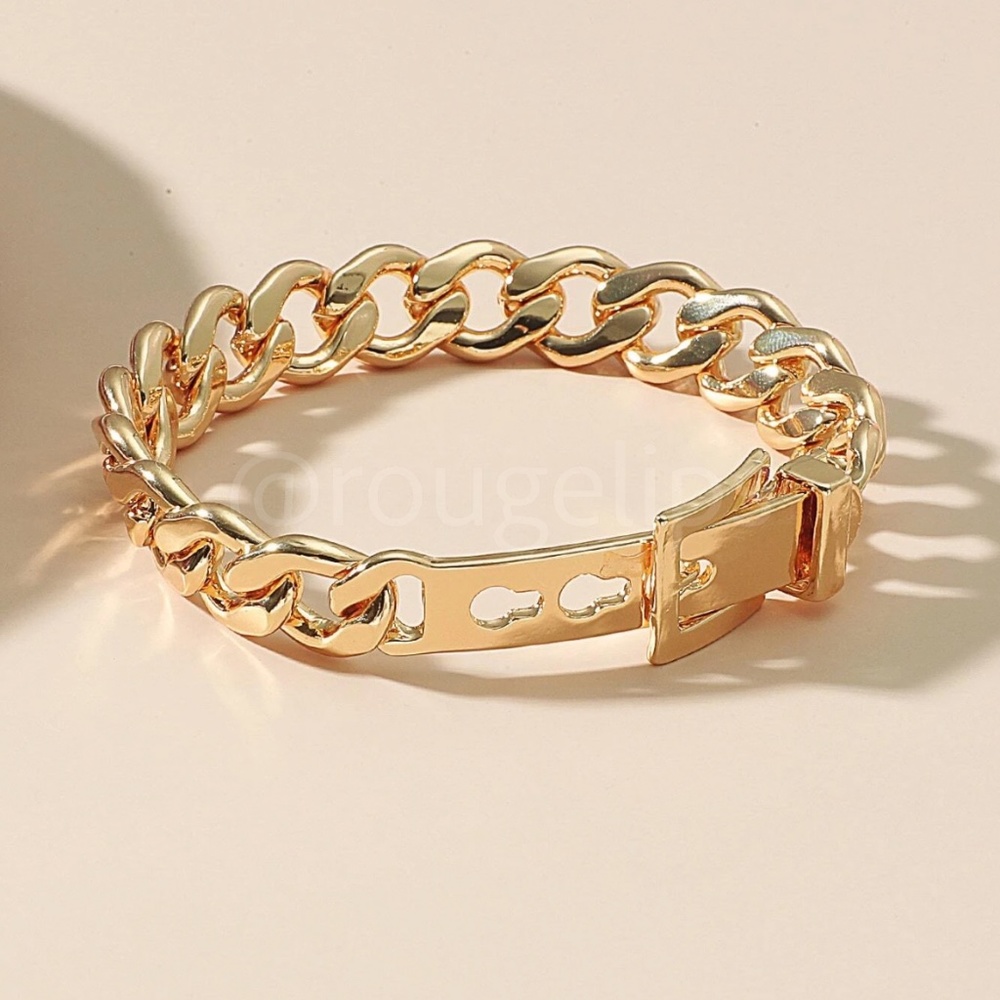 Gold Tone Buckle Chain Design Bracelet - Picture 2 of 6